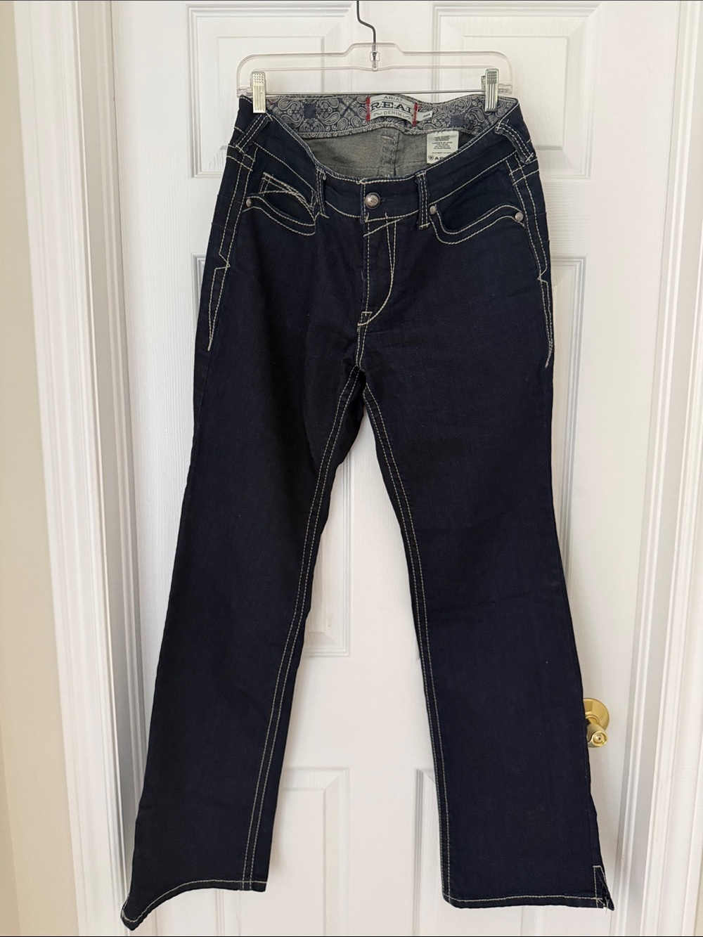 Ariat R.E.A.L Denim Dark Indigo Bootcut Jeans with Contrast Stitching, 32L